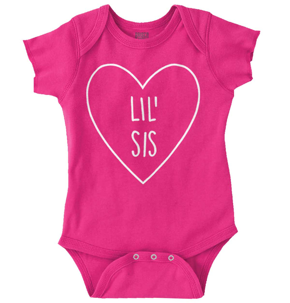 Lil' Sis Heart Romper Bodysuit-Direct To Garment Print-Brisco Baby