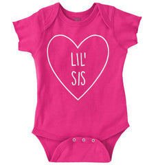 Lil' Sis Heart Romper Bodysuit-Direct To Garment Print-Brisco Baby