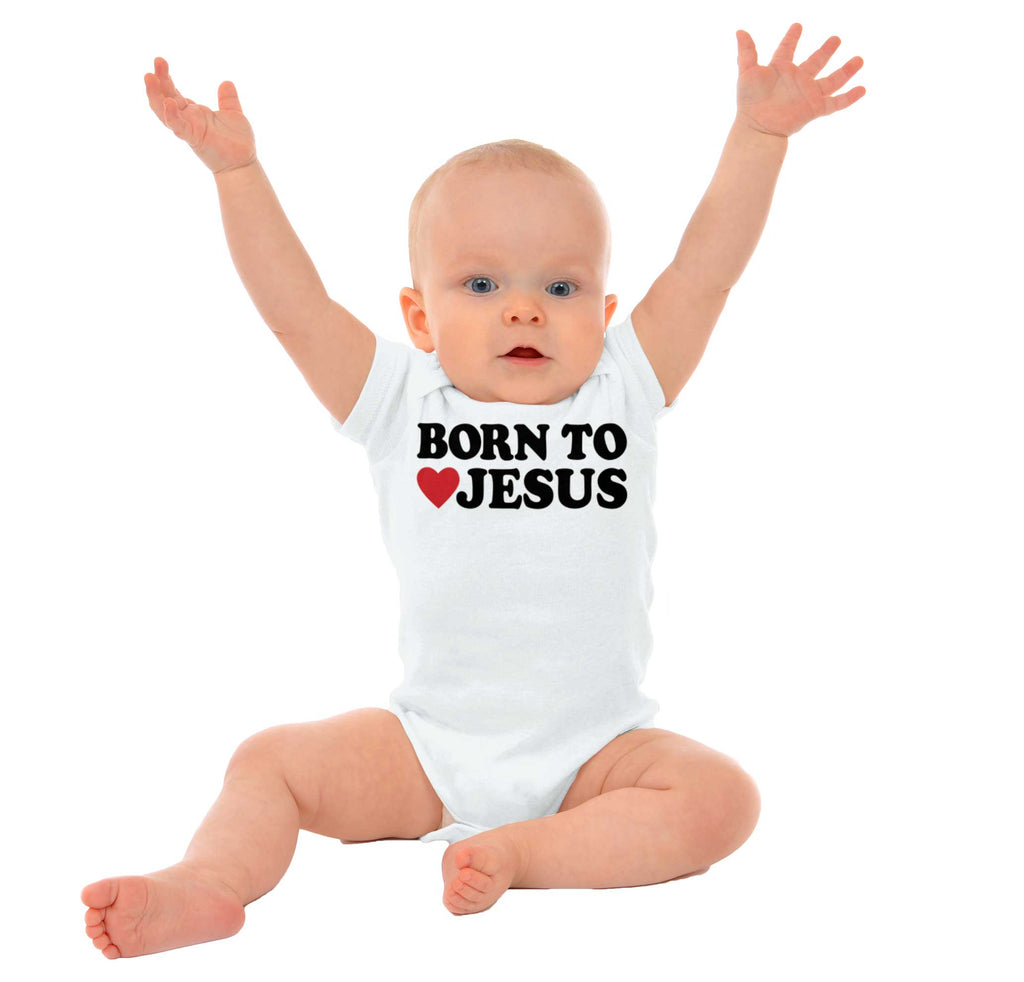 Born To Jesus Romper Bodysuit-Direct To Garment Print-Brisco Baby