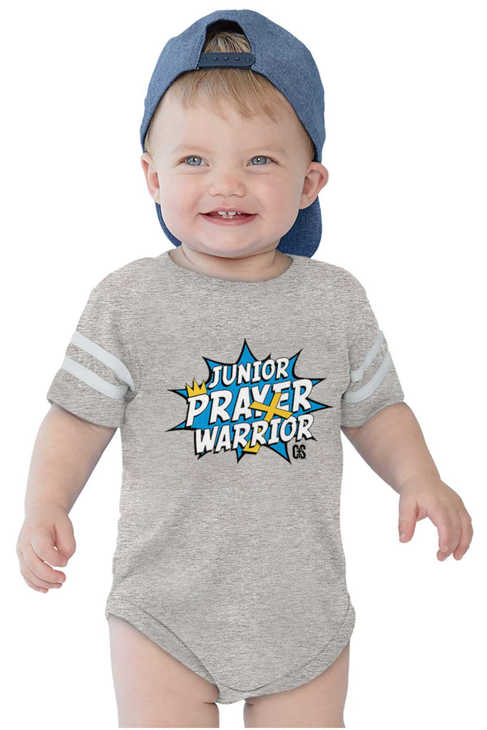 Prayer Warrior Football Romper Bodysuit-Direct To Garment Print-Brisco Baby
