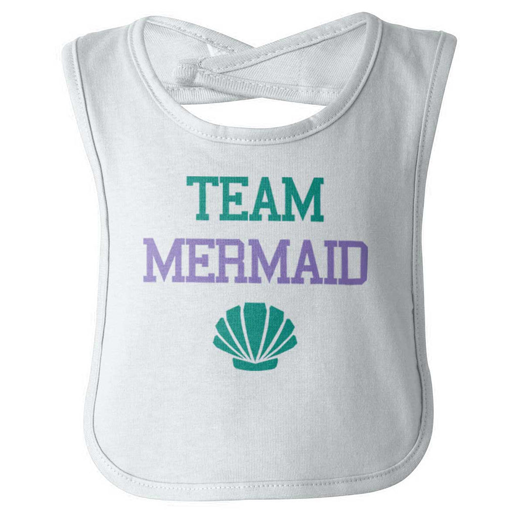 Team Mermaid Infant Baby Bib-Direct To Garment Print-Brisco Baby