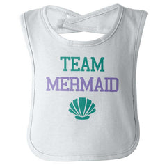 Team Mermaid Infant Baby Bib-Direct To Garment Print-Brisco Baby