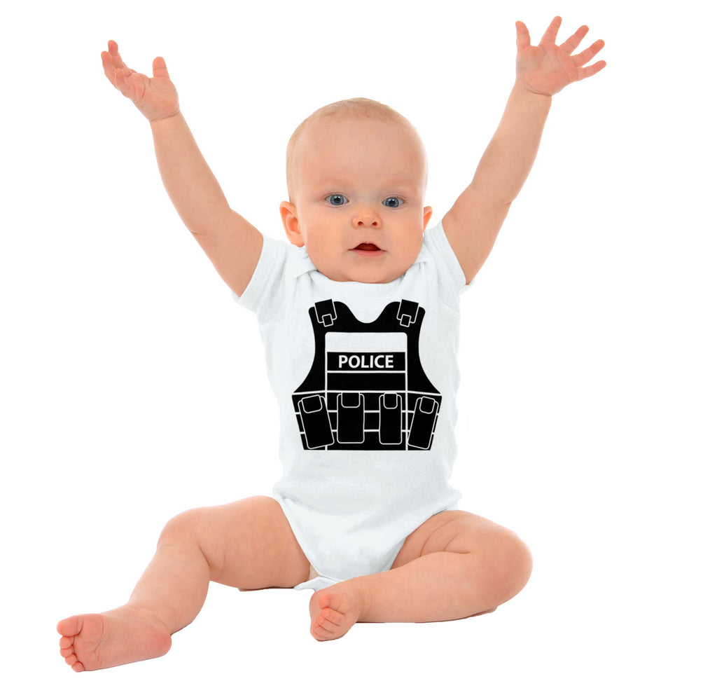 Police Vest Romper Bodysuit-Direct To Garment Print-Brisco Baby