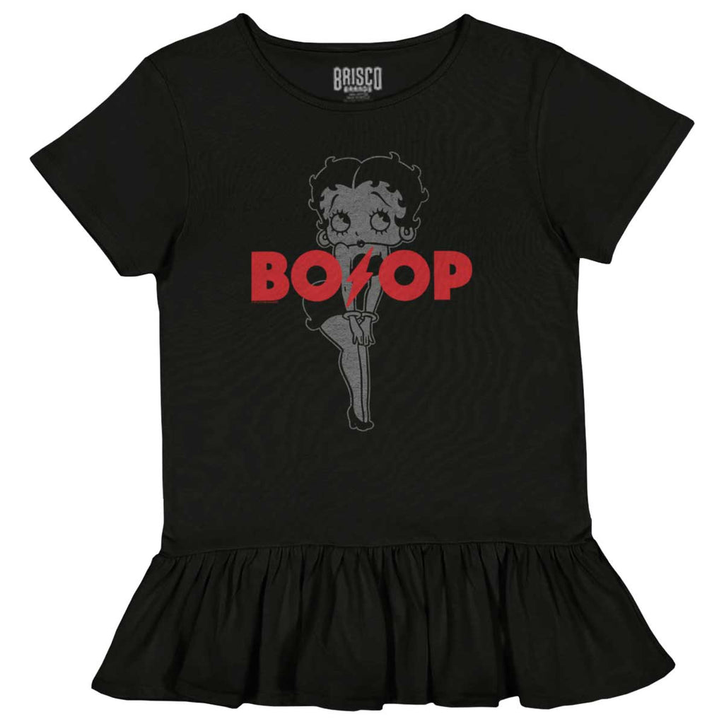 ACDC Boop Toddler Ruffle Bottom Tee-Direct To Garment Print-Brisco Baby