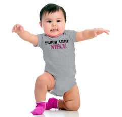 Proud Army Niece Romper Bodysuit-Direct To Garment Print-Brisco Baby