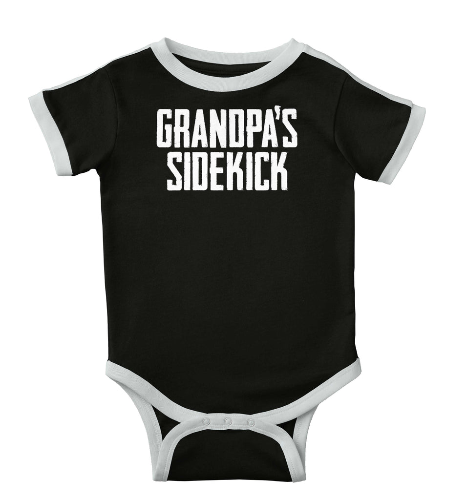 Grandpa's Sidekick Ringer Romper Bodysuit-Direct To Garment Print-Brisco Baby