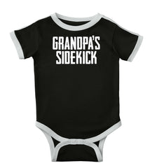 Grandpa's Sidekick Ringer Romper Bodysuit-Direct To Garment Print-Brisco Baby