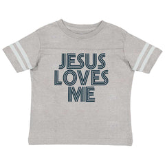 Christ Loves Me Toddler Football Jersey Tee-Direct To Garment Print-Brisco Baby