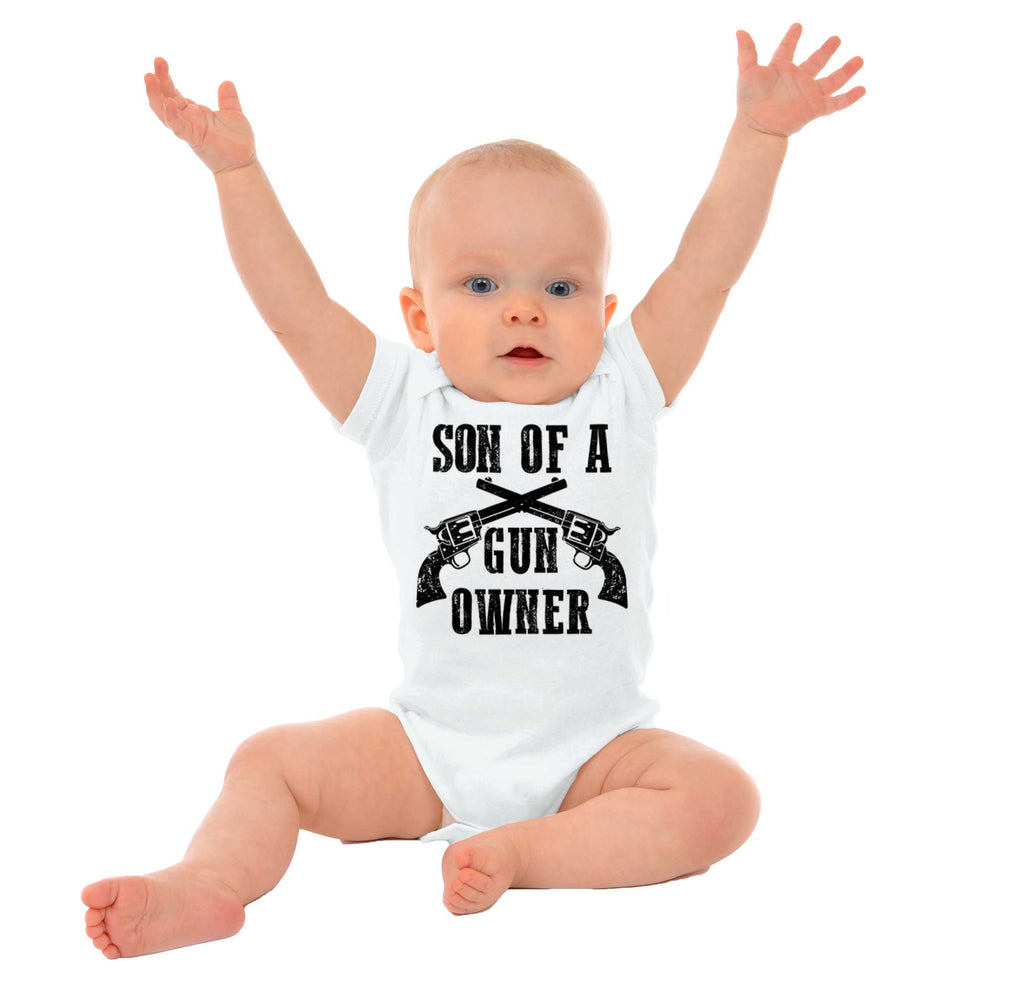 Son Gun Owner Romper Bodysuit-Direct To Garment Print-Brisco Baby
