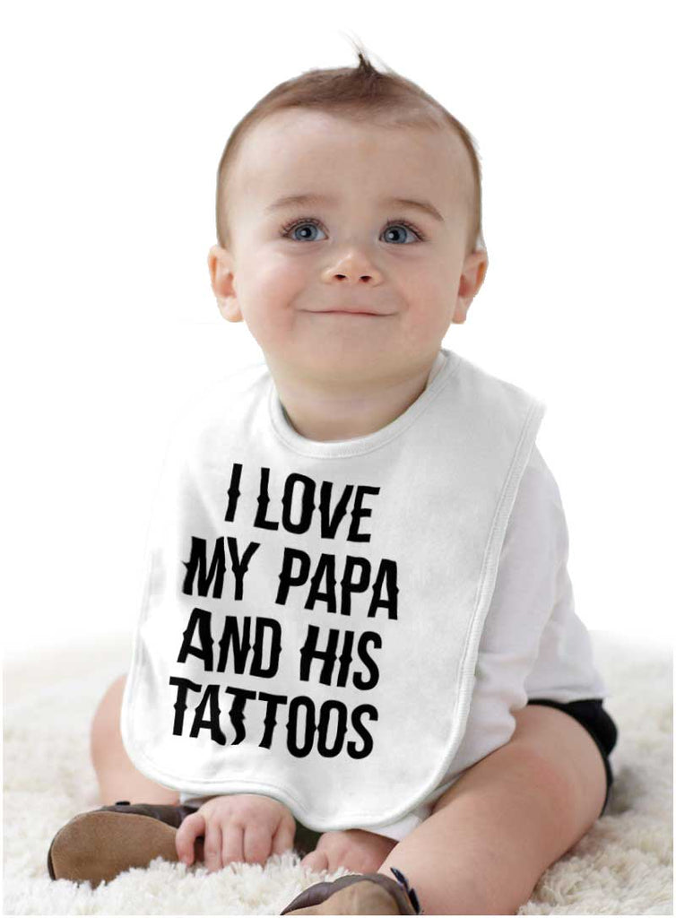 I Love Papa And Tattoos Infant Baby Bib-Direct To Garment Print-Brisco Baby