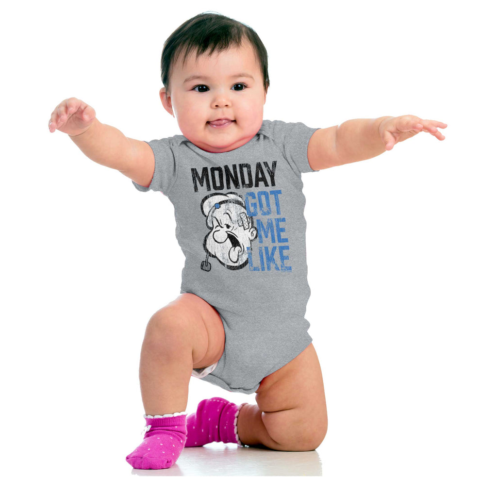 Monday Got Me Like Romper Bodysuit-Direct To Garment Print-Brisco Baby