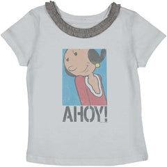 Ahoy Olive Oyl Toddler Ruffled Trim T-Shirt-Direct To Garment Print-Brisco Baby