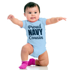 Proud Navy Cousin Romper Bodysuit-Direct To Garment Print-Brisco Baby