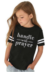 Handle With Prayer Toddler Football Jersey Tee-Direct To Garment Print-Brisco Baby