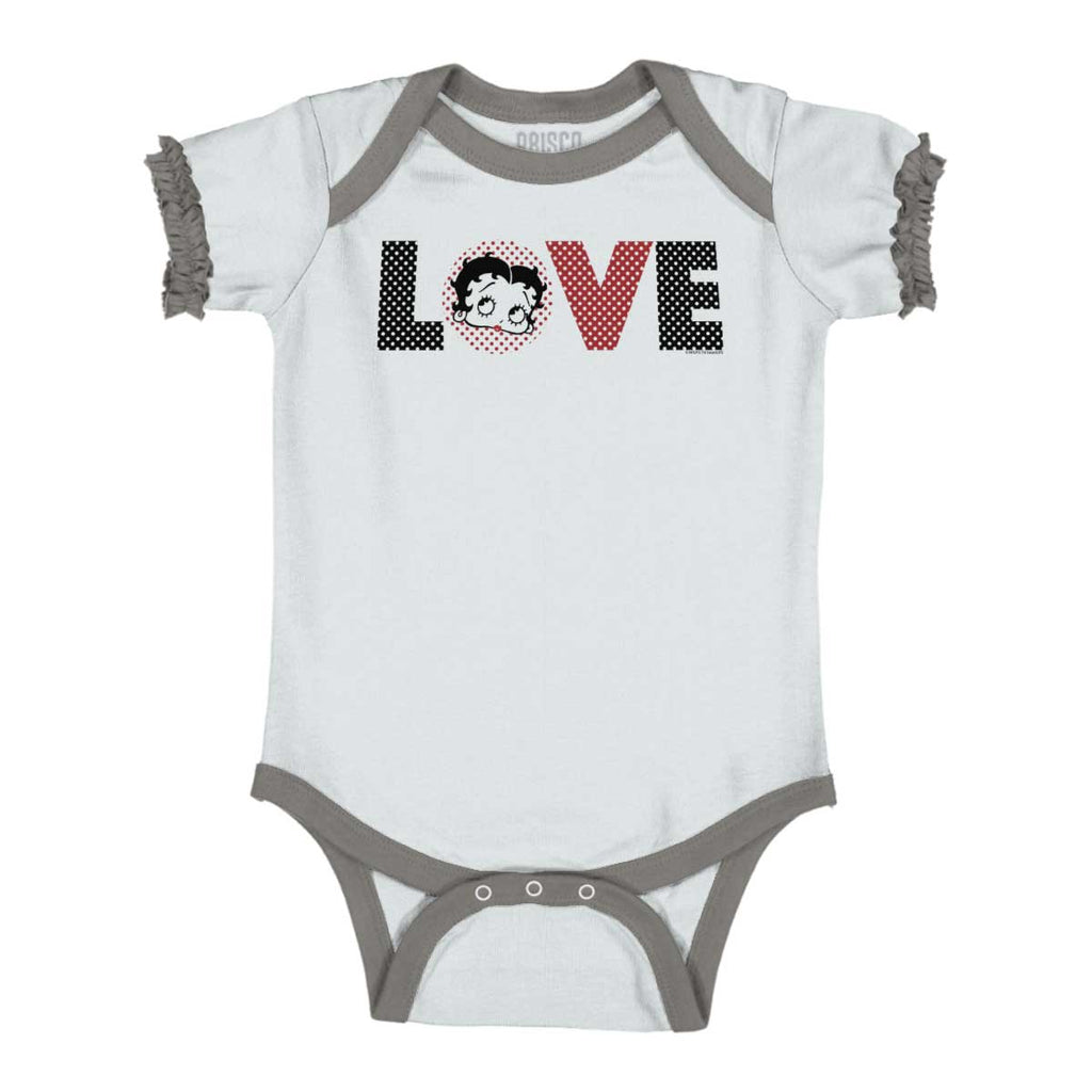 Pop Art Betty Baby Ruffled Trim Romper-Direct To Garment Print-Brisco Baby