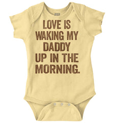 Waking Up Daddy Romper Bodysuit-Direct To Garment Print-Brisco Baby