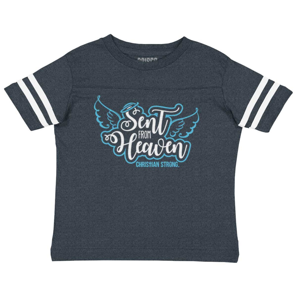 Sent From Heaven Toddler Football Jersey Tee-Direct To Garment Print-Brisco Baby