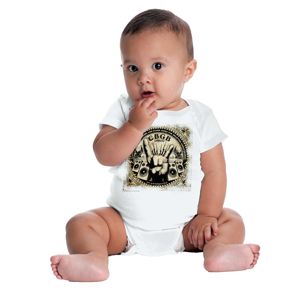 CBGB Horns Romper Bodysuit-Direct To Garment Print-Brisco Baby