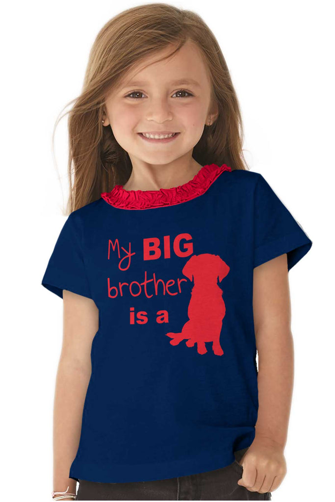 Brother is a Dog Toddler Ruffled Trim T-Shirt-Direct To Garment Print-Brisco Baby