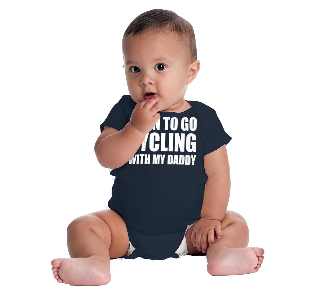 Cycling With Daddy Romper Bodysuit-Direct To Garment Print-Brisco Baby