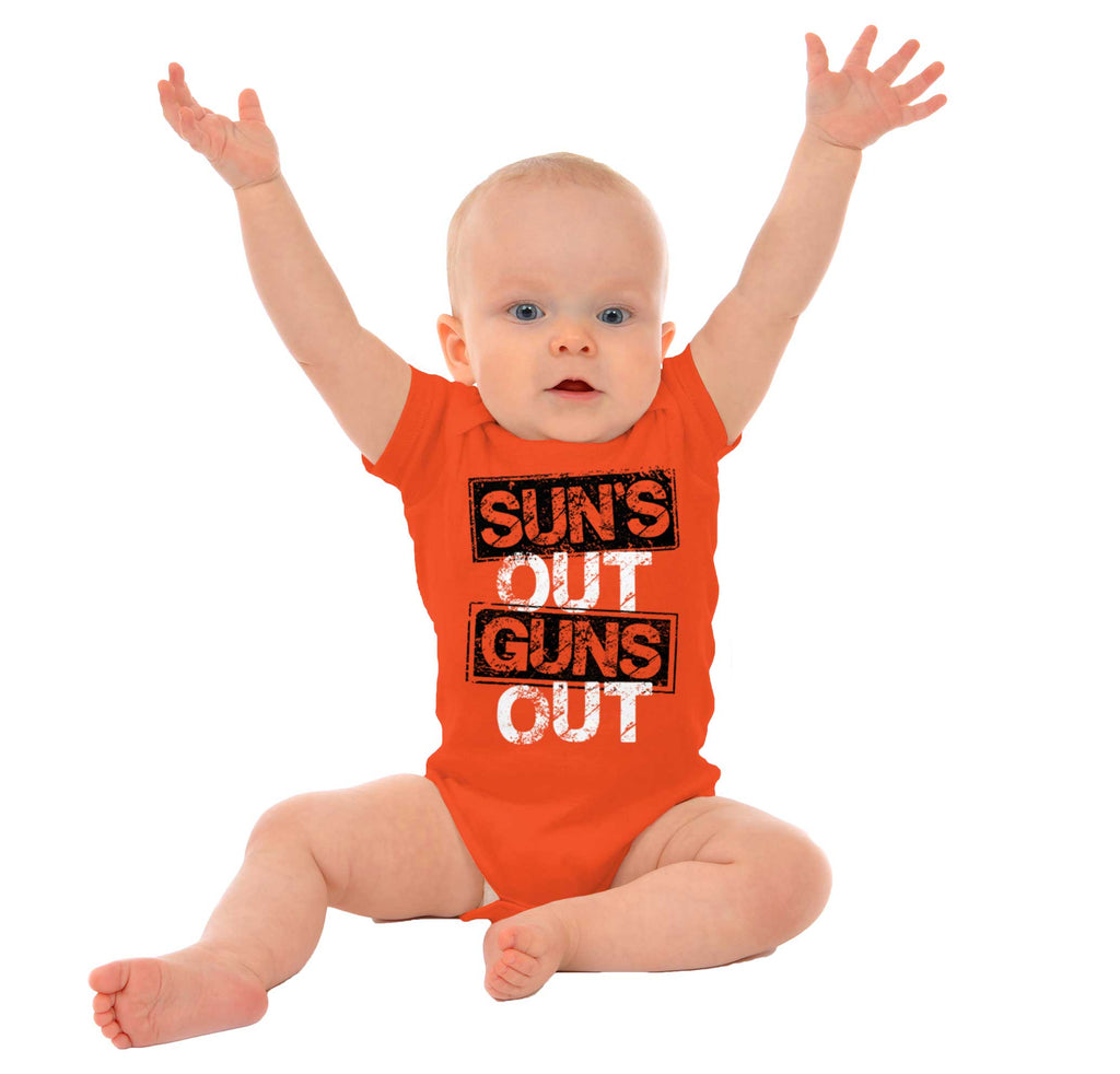 Guns Out Romper Bodysuit-Direct To Garment Print-Brisco Baby
