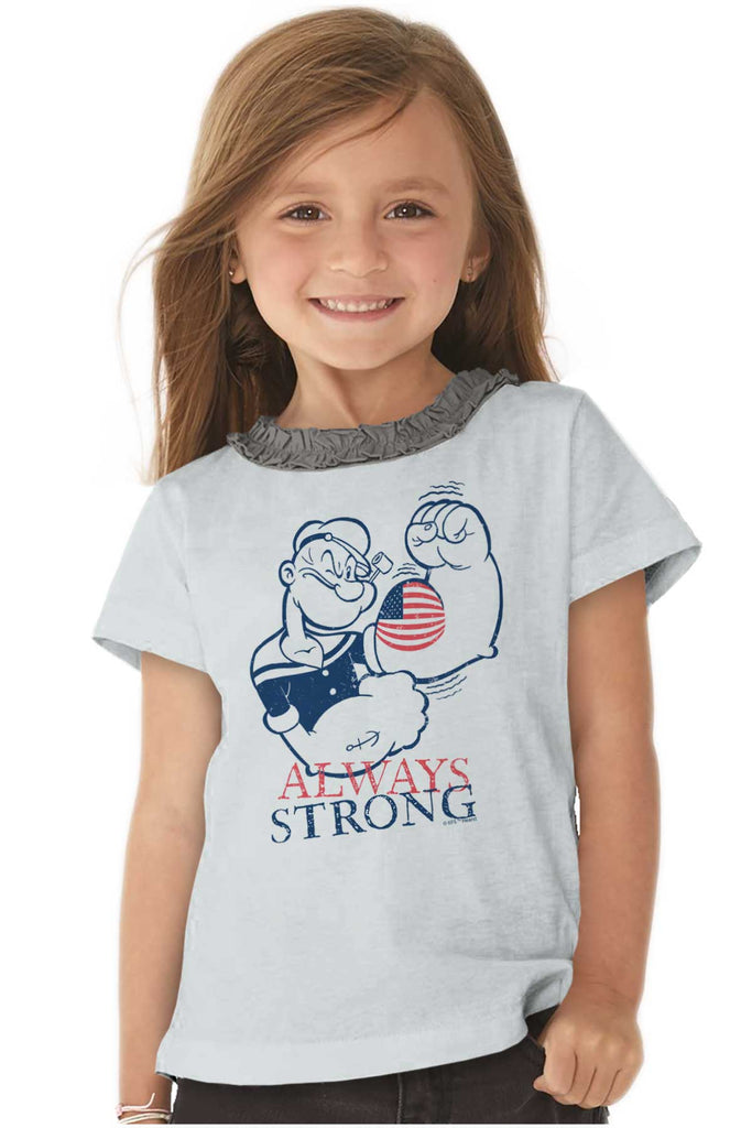 Always Strong Toddler Ruffled Trim T-Shirt-Direct To Garment Print-Brisco Baby