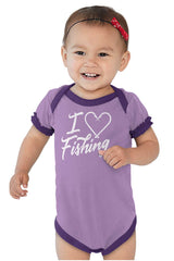 I Love Fishing Ruffled Trim Bodysuit-Direct To Garment Print-Brisco Baby
