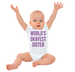 World's Okayest Sister Romper Bodysuit-Direct To Garment Print-Brisco Baby