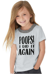 Poops I Did It Again Toddler Ruffled Trim T-Shirt-Direct To Garment Print-Brisco Baby