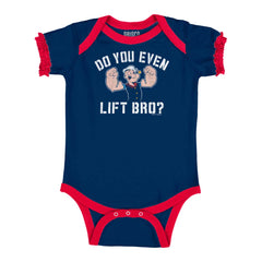 Do You Even Lift Baby Ruffled Trim Romper-Direct To Garment Print-Brisco Baby