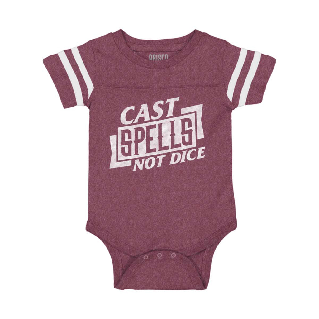 Cast Spells Not Dice Dungeons Football Romper Bodysuit-Direct To Garment Print-Brisco Baby