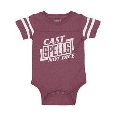 Cast Spells Not Dice Dungeons Football Romper Bodysuit-Direct To Garment Print-Brisco Baby