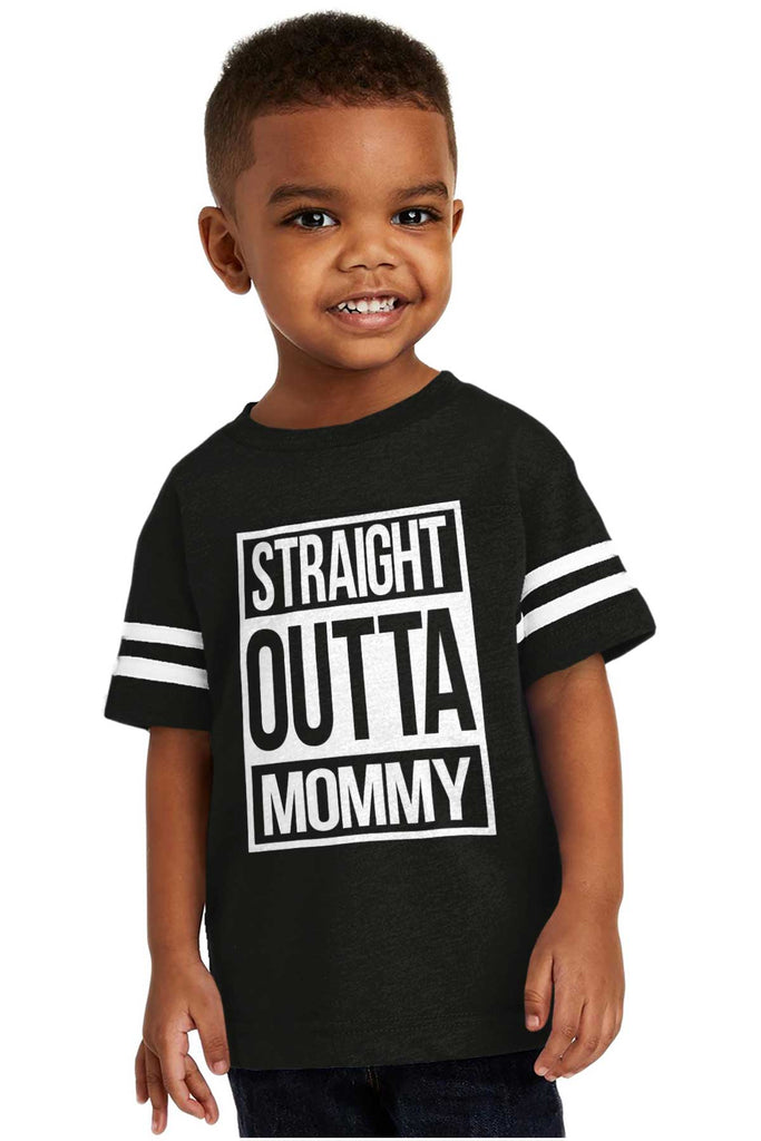 Straight Outta Mommy Toddler Football Jersey Tee-Direct To Garment Print-Brisco Baby