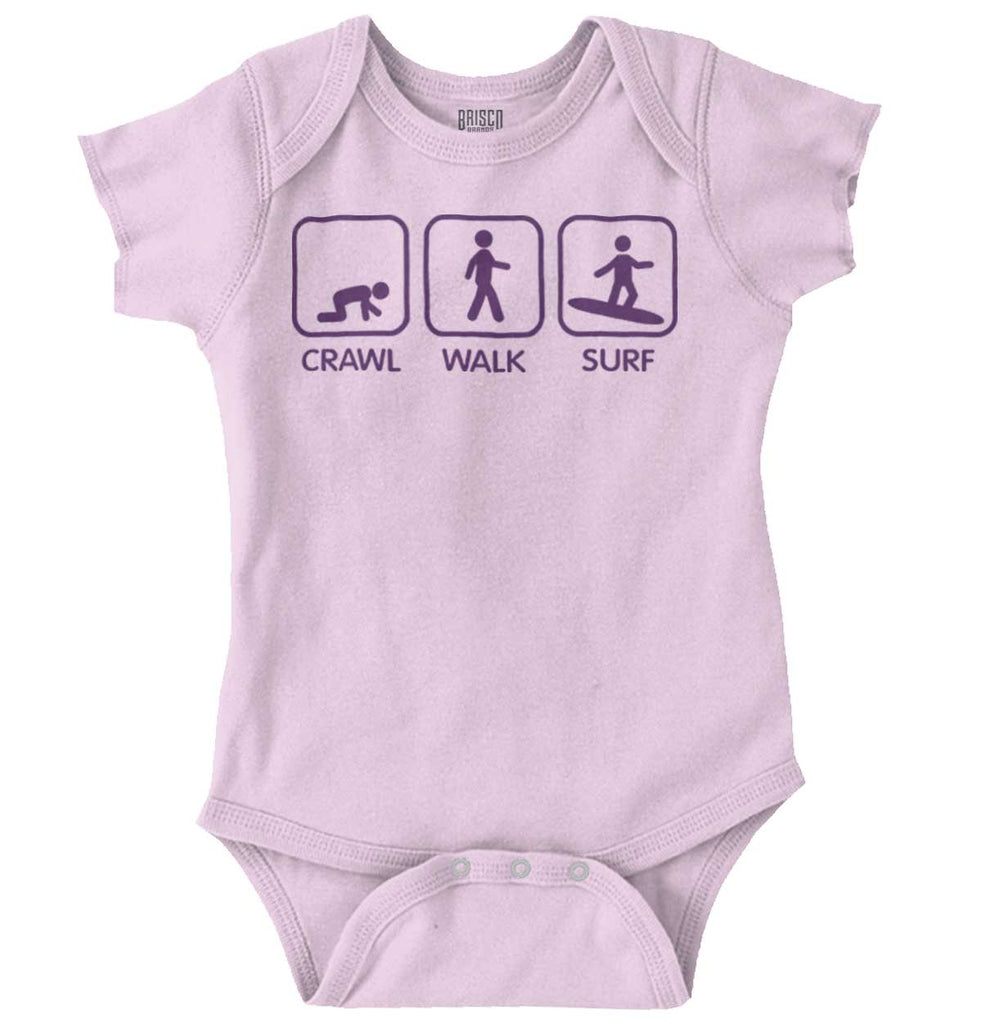 Crawl Walk Surf Romper Bodysuit-Direct To Garment Print-Brisco Baby