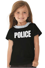 Police Force Toddler Ruffled Trim T-Shirt-Direct To Garment Print-Brisco Baby
