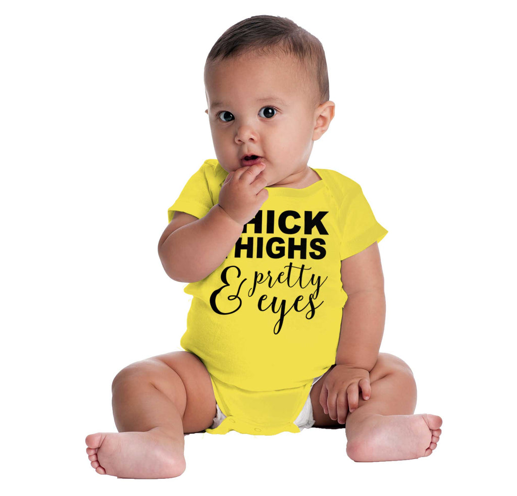 Thick Thighs Romper Bodysuit-Direct To Garment Print-Brisco Baby