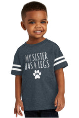 Sister has 4 legs Toddler Football Jersey Tee-Direct To Garment Print-Brisco Baby