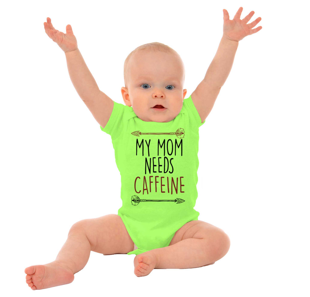 Mom Needs Caffeine Romper Bodysuit-Direct To Garment Print-Brisco Baby