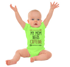 Mom Needs Caffeine Romper Bodysuit-Direct To Garment Print-Brisco Baby