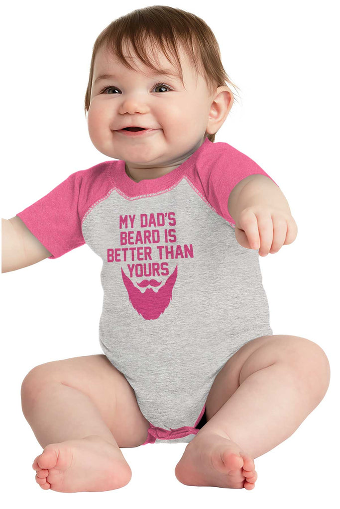 Dad's Beard Raglan Romper Bodysuit-Direct To Garment Print-Brisco Baby