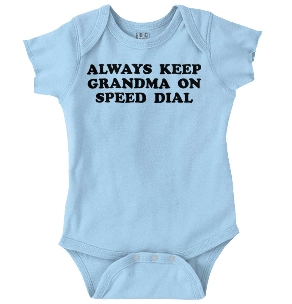 Always Keep Grandma Speed Dial Romper Bodysuit-Direct To Garment Print-Brisco Baby
