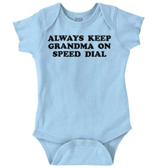 Always Keep Grandma Speed Dial Romper Bodysuit-Direct To Garment Print-Brisco Baby
