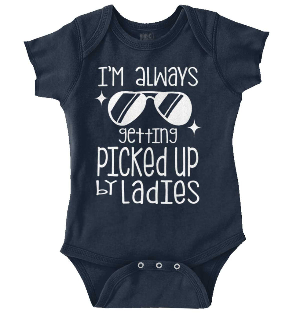 Picked Up By Ladies Romper Bodysuit-Direct To Garment Print-Brisco Baby