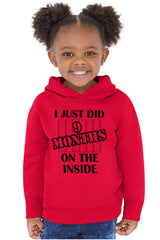 9 Months On The Inside Toddler Pullover Hoodie-Direct To Garment Print-Brisco Baby