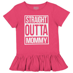 Straight Outta Mommy Toddler Ruffle Bottom Tee-Direct To Garment Print-Brisco Baby