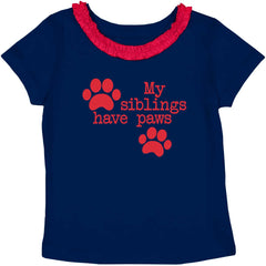 Siblings have paws Toddler Ruffled Trim T-Shirt-Direct To Garment Print-Brisco Baby