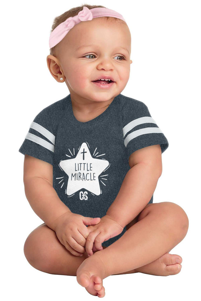 Little Miracle Football Romper Bodysuit-Direct To Garment Print-Brisco Baby