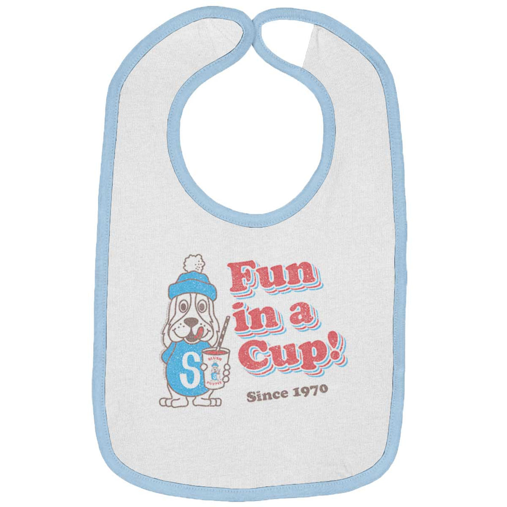 Fun In A Cup Trimmed Colored Velcro Bib-Direct To Garment Print-Brisco Baby