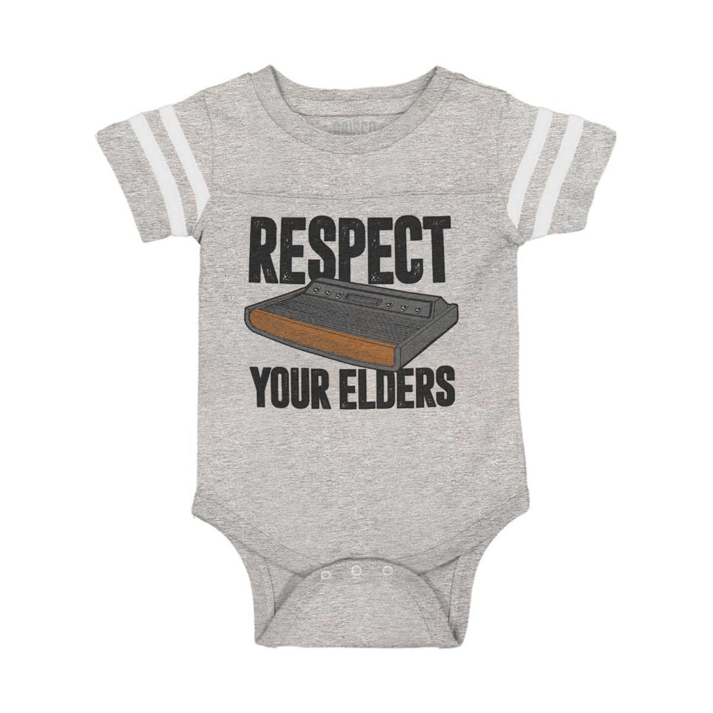 Respect Your Elders Dungeons Football Romper Bodysuit-Direct To Garment Print-Brisco Baby