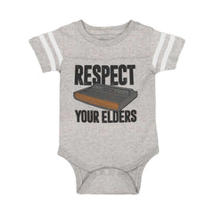 Respect Your Elders Dungeons Football Romper Bodysuit-Direct To Garment Print-Brisco Baby
